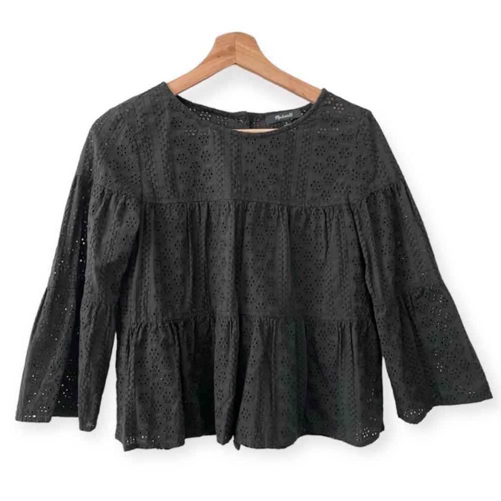 Madewell black eyelet top. Size Medium. - Picture 9 of 11